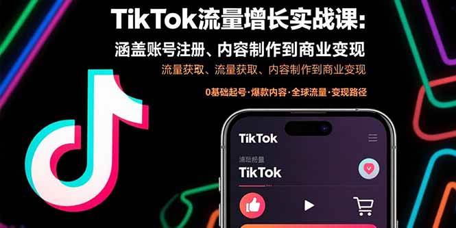 （15791期）TikTok流量增长实战课：涵盖账号注册、流量获取、内容制作到商业变现-客创社 - 专注互联网轻资产创业及网络项目资源整合与分享客创社-免费且强大的项目分享网站！