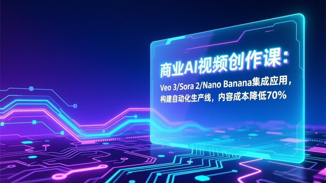 商业AI视频创作课：Veo 3/Sora 2/Nano Banana集成应用，构建自动化生产线，内容成本降低70%客创社区-专注互联网轻资产资源整合与分享客创社区-专注互联网轻资产资源整合与分享