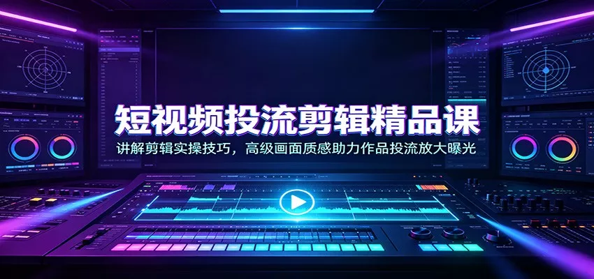 短视频投流剪辑精品课：讲解剪辑实操技巧，高级画面质感助力作品投流放大曝光 《鱼见海科技》-鱼见海资源网-免费PHP网站源码模板,插件软件网创AI智能体资源分享平台！