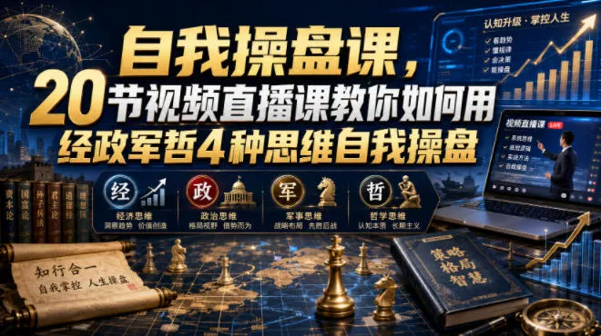 【无水印】自我操盘课，20节视频直播课教你如何用经政军哲4种思维自我操盘(更新0924) 《鱼见海科技》-鱼见海资源网-免费PHP网站源码模板,插件软件网创AI智能体资源分享平台！