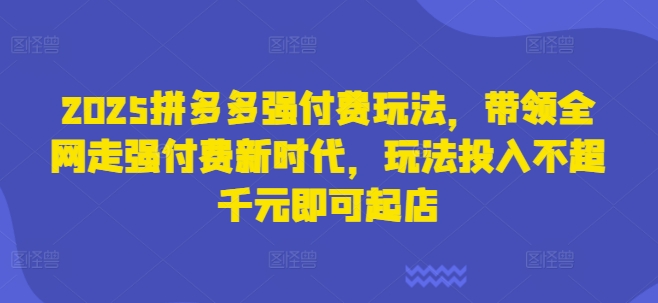 2025拼多多强付费玩法，带领全网走强付费新时代，玩法投入不超千元即可起店客创社 - 专注互联网轻资产创业及网络项目资源整合与分享客创社 - 专注互联网轻资产创业及网络项目资源整合与分享