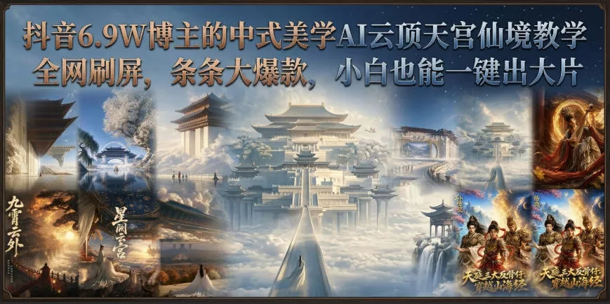 抖音6.9W博主的中式美学AI云顶天宫仙境教学，全网刷屏，条条大爆款，小白也能一键出大片客创社区-专注互联网轻资产资源整合与分享客创社区-专注互联网轻资产资源整合与分享