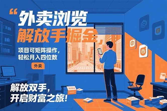 （15440期）外卖浏览掘金项目 可矩阵操作 轻松日入500+-客创社 - 专注互联网轻资产创业及网络项目资源整合与分享客创社-免费且强大的项目分享网站！