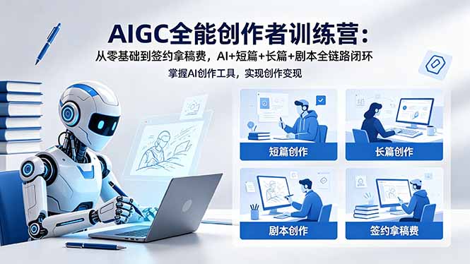 AIGC全能创作者训练营：从零基础到签约拿稿费，AI+短篇+长篇+剧本全链路闭环 《鱼见海科技》-鱼见海资源网-免费PHP网站源码模板,插件软件网创AI智能体资源分享平台！