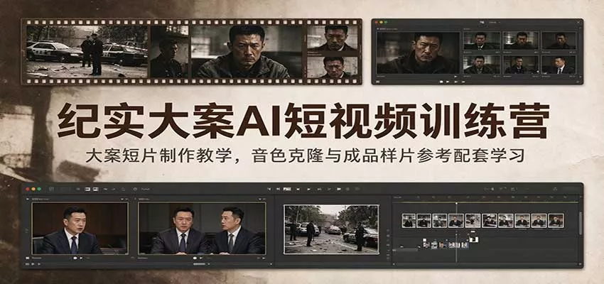 纪实大案AI短视频训练营：大案短片制作教学，音色克隆与成品样片参考配套学习客创社区-专注互联网轻资产资源整合与分享客创社区-专注互联网轻资产资源整合与分享