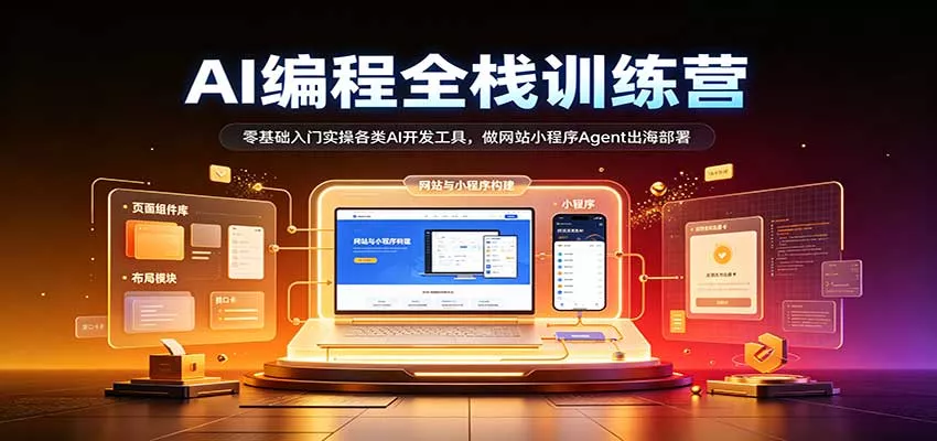 AI编程全栈训练营：：零基础入门实操各类AI开发工具，做网站小程序Agent出海部署客创社区-专注互联网轻资产资源整合与分享客创社区-专注互联网轻资产资源整合与分享