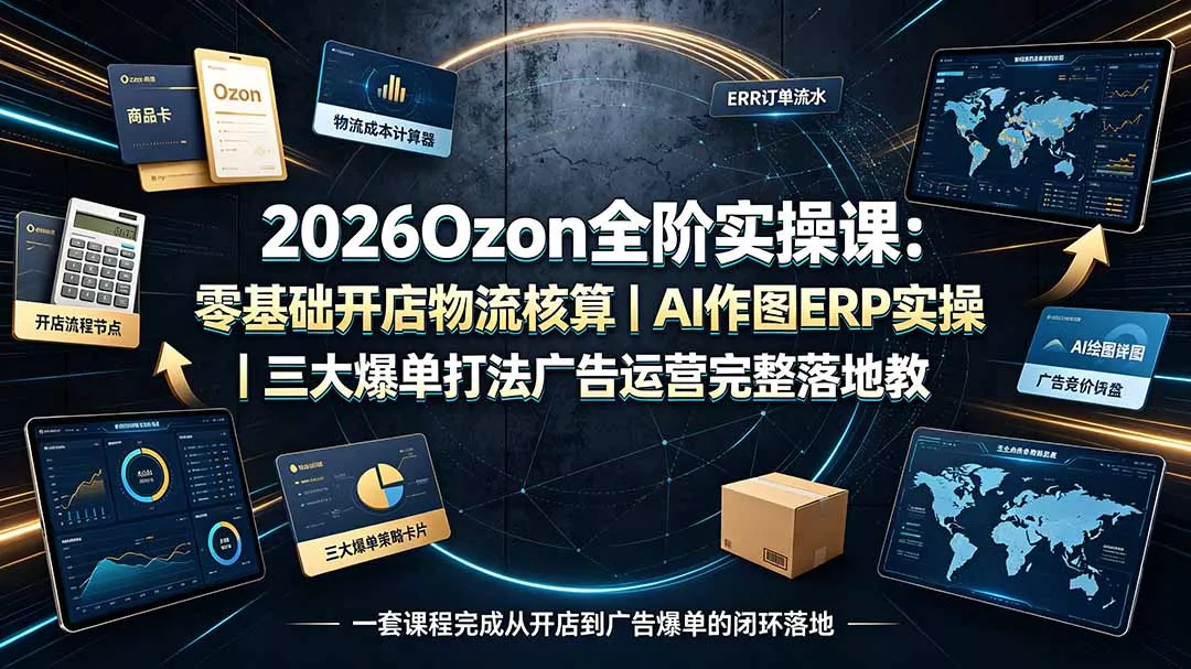 2026Ozon全阶实操课：零基础开店物流核算｜AI作图ERP实操｜三大爆单打法广告运营完整落地教程-软件百科