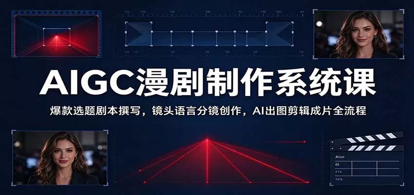 AIGC漫剧制作系统课：爆款选题剧本撰写，镜头语言分镜创作，AI出图剪辑成片全流程客创社区-专注互联网轻资产资源整合与分享客创社区-专注互联网轻资产资源整合与分享