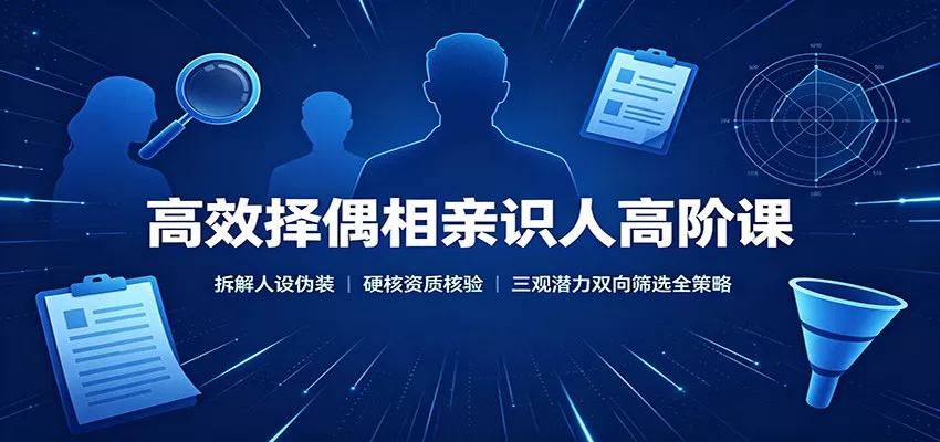 高效择偶相亲识人高阶课：拆解人设伪装，硬核资质核验，三观潜力双向筛选全策略-鱼见海资源网-免费PHP网站源码模板,插件软件网创AI智能体资源分享平台！