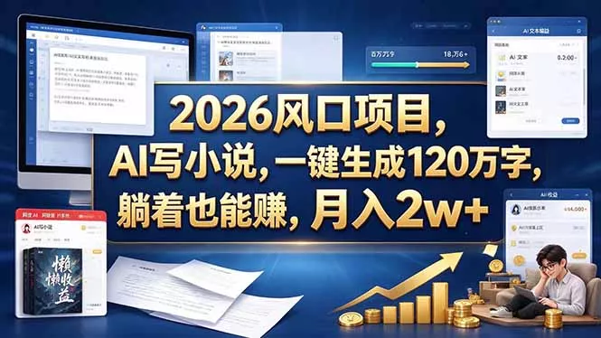 2026 风口项目，AI 写小说，一键生成 120 万字，躺着也能赚，月入 2w +-鱼见海资源网-免费PHP网站源码模板,插件软件网创AI智能体资源分享平台！