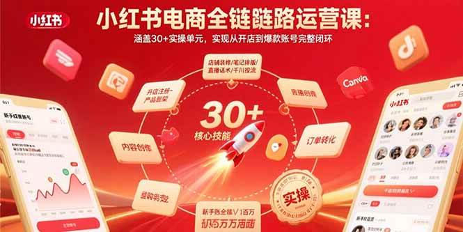 （15751期）小红书电商全链路运营课：涵盖30+实操单元，实现从开店到爆款账号完整闭环-客创社 - 专注互联网轻资产创业及网络项目资源整合与分享客创社-免费且强大的项目分享网站！