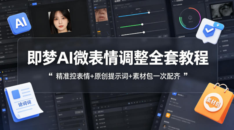 即梦AI微表情调整全套教程，精准控表情+原创提示词+素材包一次配齐客创社区-专注互联网轻资产资源整合与分享客创社区-专注互联网轻资产资源整合与分享
