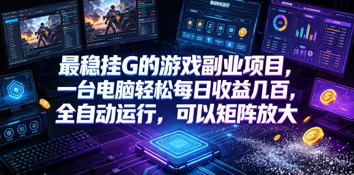 最稳挂G的游戏副业项目，一台电脑轻松每日收益几百，全自动运行，可以矩阵放大【揭秘】-鱼见海资源网-免费PHP网站源码模板,插件软件网创AI智能体资源分享平台！