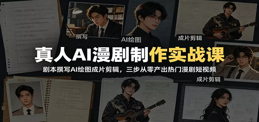 真人AI漫剧制作实战课：剧本撰写AI绘图成片剪辑，三步从零产出热门漫剧短视频客创社区-专注互联网轻资产资源整合与分享客创社区-专注互联网轻资产资源整合与分享