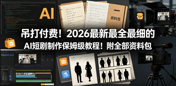 吊打付费！2026最新最全最细的AI短剧制作保姆级教程！附全部资料包-鱼见海资源网-免费PHP网站源码模板,插件软件网创AI智能体资源分享平台！