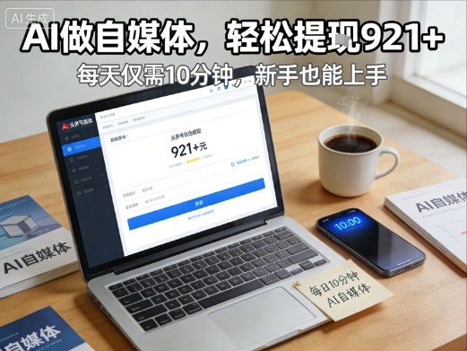 每天花费10分钟，头条号收益921+，用AI做自媒并不难【附视频教程】客创社区-专注互联网轻资产资源整合与分享客创社区-专注互联网轻资产资源整合与分享