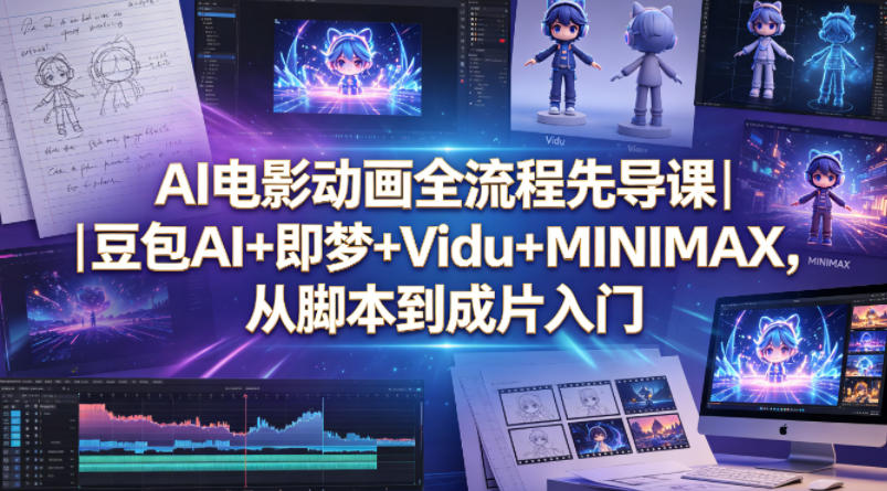 AI电影动画全流程先导课｜豆包AI+即梦+Vidu+MINIMAX，从脚本到成片入门-云动网创-专注网络创业项目推广与实战，致力于打造一个高质量的网络创业搞钱圈子。