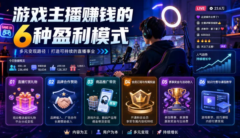 付费文章：游戏主播賺钱的6种盈利模式 《鱼见海科技》-鱼见海资源网-免费PHP网站源码模板,插件软件网创AI智能体资源分享平台！
