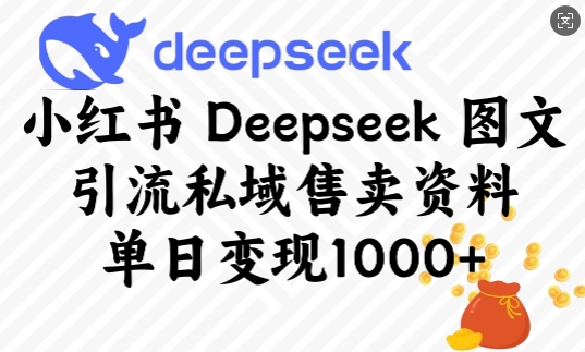 小红书Deepseek图文引流私域售卖资料，单日变现多张客创社 - 专注互联网轻资产创业及网络项目资源整合与分享客创社 - 专注互联网轻资产创业及网络项目资源整合与分享