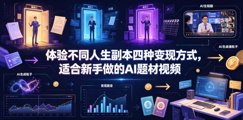 体验不同人生副本四种变现方式，适合新手做的AI题材视频客创社区-专注互联网轻资产资源整合与分享客创社区-专注互联网轻资产资源整合与分享