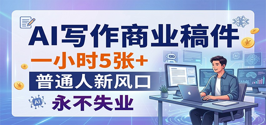 AI写作商业稿件，一小时5张+，普通人新风口，永不失业-九九网创