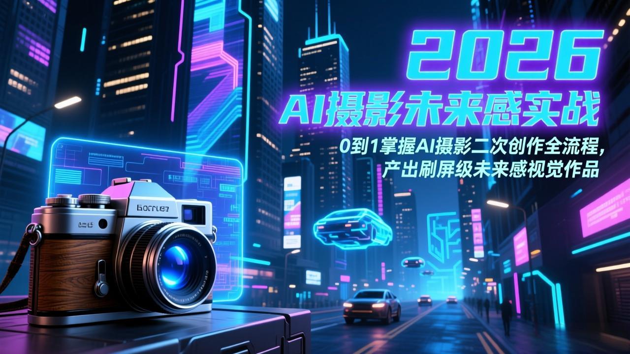 2026 AI摄影未来感实战：0到1掌握AI摄影二次创作全流程，产出刷屏级未来感视觉作品客创社区-专注互联网轻资产资源整合与分享客创社区-专注互联网轻资产资源整合与分享