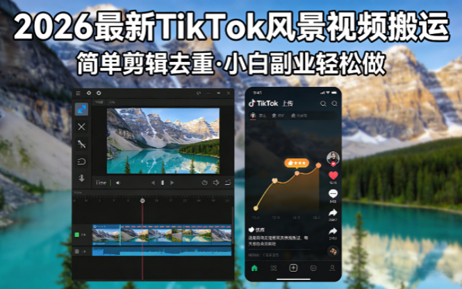2026最新TikTok风景视频搬运简单剪辑去重小白副业月入 8000客创社区-专注互联网轻资产资源整合与分享客创社区-专注互联网轻资产资源整合与分享