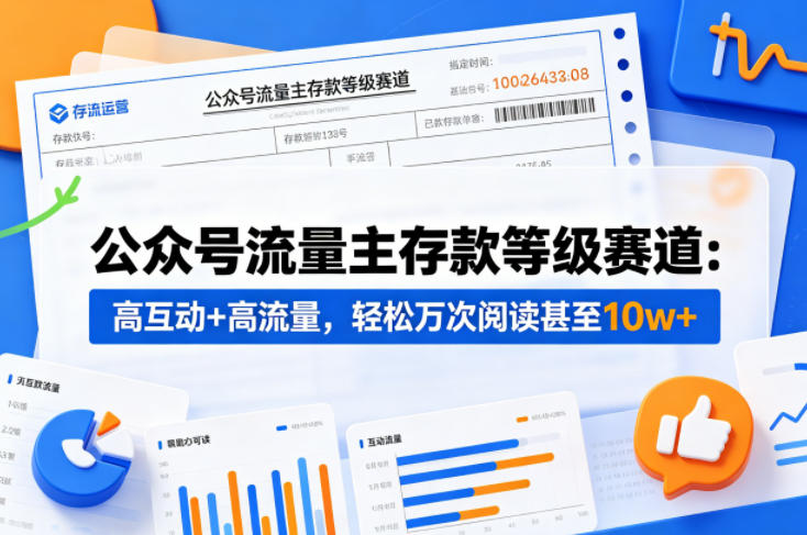 公众号流量主之存款等级赛道，高互动+高流量，轻松达到万次阅读，甚至10w+-云动网创-专注网络创业项目推广与实战，致力于打造一个高质量的网络创业搞钱圈子。