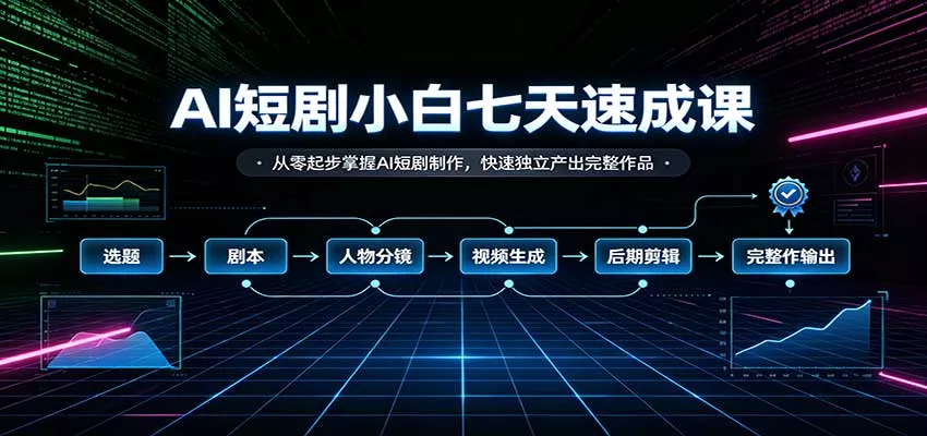 AI短剧小白七天速成课:从零起步掌握AI短剧制作,快速独立产出完整作品星享资源网星享资源网