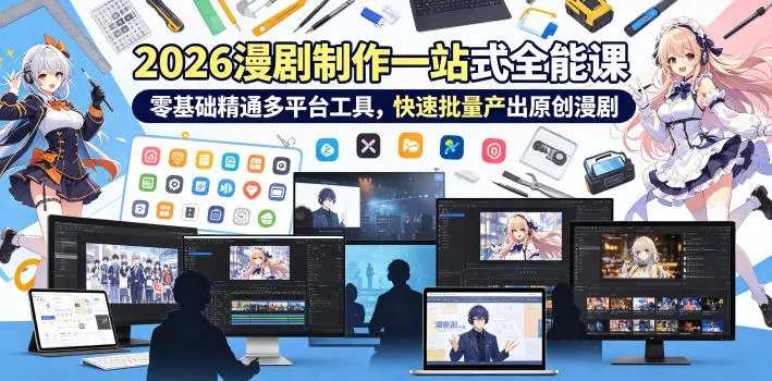 2026 AI漫剧制作一站式全能课，零基础精通多平台工具，快速批量产出原创漫剧 《鱼见海科技》-鱼见海资源网-免费PHP网站源码模板,插件软件网创AI智能体资源分享平台！