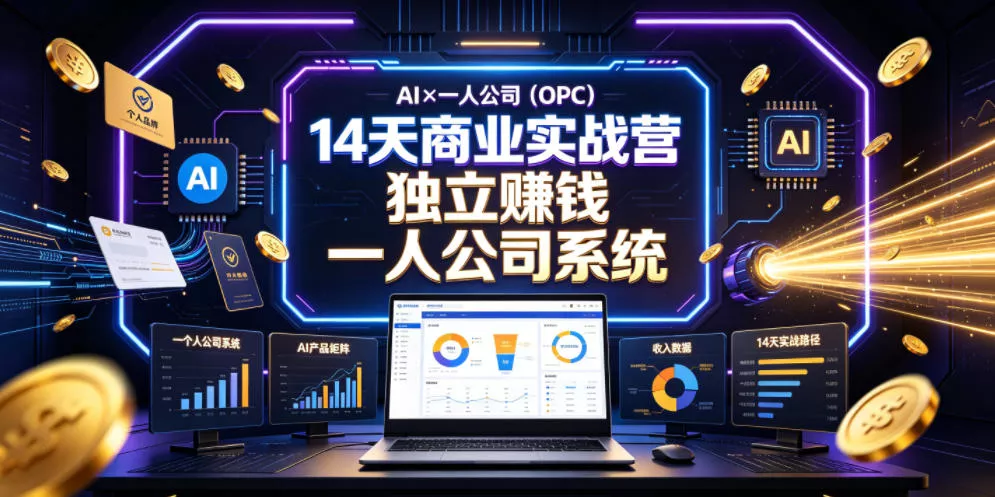 AI×一人公司(OPC)14天商业实战营，用AI帮你搭建一个属于你自己的、能独立賺钱的一人公司系统客创社区-专注互联网轻资产资源整合与分享客创社区-专注互联网轻资产资源整合与分享