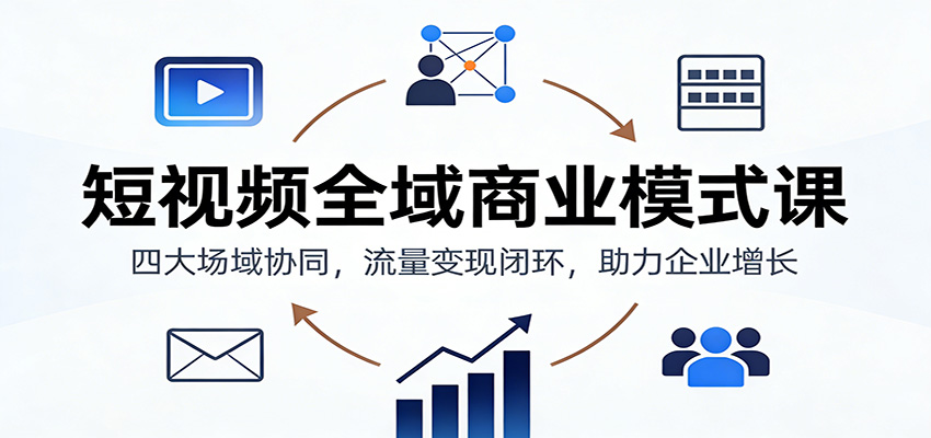 短视频全域商业模式课：四大场域协同，流量变现闭环，助力企业增长客创社区-专注互联网轻资产资源整合与分享客创社区-专注互联网轻资产资源整合与分享