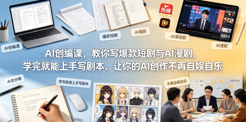 AI创编课，教你写爆款短剧与AI漫剧，学完就能上手写剧本，让你的AI创作不再自娱自乐(更新0521) 《鱼见海科技》-鱼见海资源网-免费PHP网站源码模板,插件软件网创AI智能体资源分享平台！