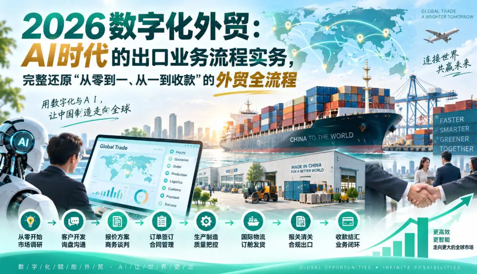 2026数字化外贸：AI时代的出口业务流程实务，完整还原”从零到一、从一到收款”的外贸全流程客创社区-专注互联网轻资产资源整合与分享客创社区-专注互联网轻资产资源整合与分享