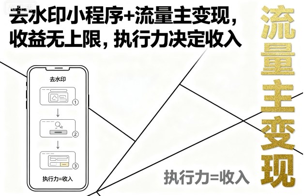 去水印小程序+流量主变现，收益无上限，执行力决定收入客创社区-专注互联网轻资产资源整合与分享客创社区-专注互联网轻资产资源整合与分享