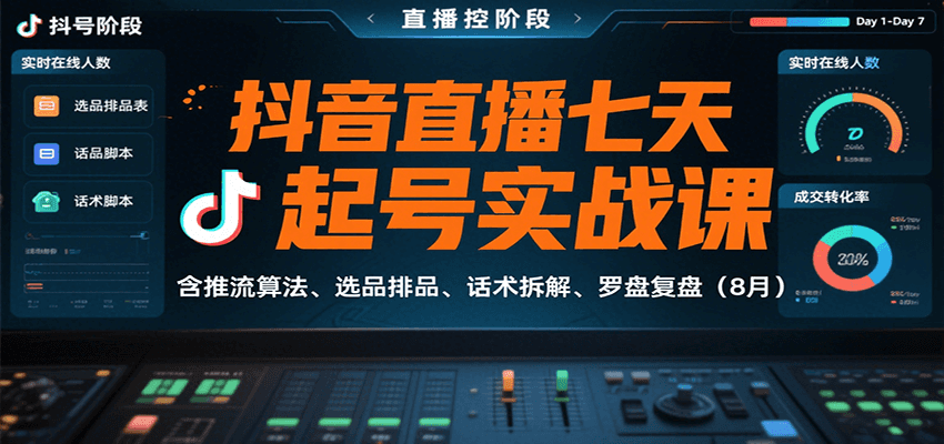 抖音直播七天起号实战课：含推流算法、选品排品、话术拆解、罗盘复盘(8月)-客创社 - 专注互联网轻资产创业及网络项目资源整合与分享客创社-免费且强大的项目分享网站！