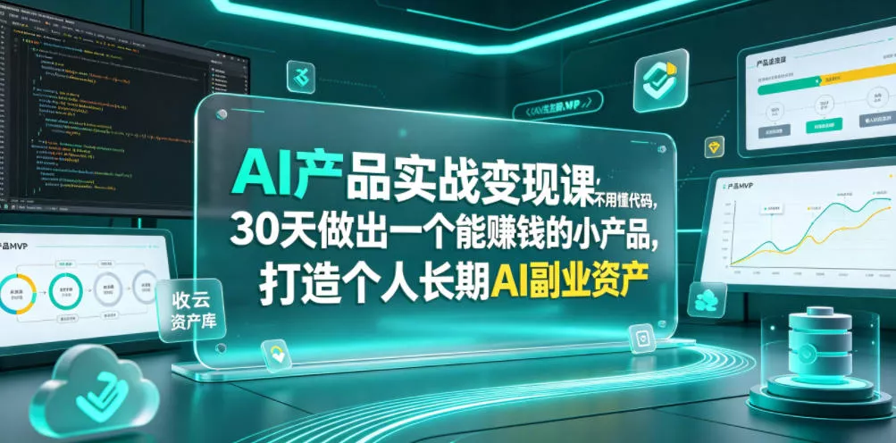 AI产品实战变现课，不用懂代码，30天做出一个能賺钱的小产品，打造个人长期AI副业资产客创社区-专注互联网轻资产资源整合与分享客创社区-专注互联网轻资产资源整合与分享