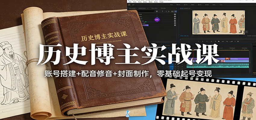 历史博主实战课：账号搭建+配音修音+封面制作，零基础起号变现客创社区-专注互联网轻资产资源整合与分享客创社区-专注互联网轻资产资源整合与分享