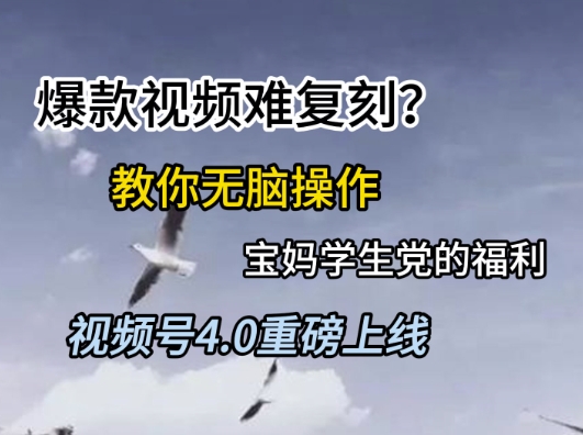 视频号4.0重磅上线，爆款视频难复刻？教你无脑操作宝妈学生党的福利【揭秘】-客创社 - 专注互联网轻资产创业及网络项目资源整合与分享客创社-免费且强大的项目分享网站！