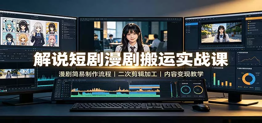 解说短剧漫剧搬运实战课：漫剧简易制作流程，二次剪辑加工，内容变现教学客创社区-专注互联网轻资产资源整合与分享客创社区-专注互联网轻资产资源整合与分享