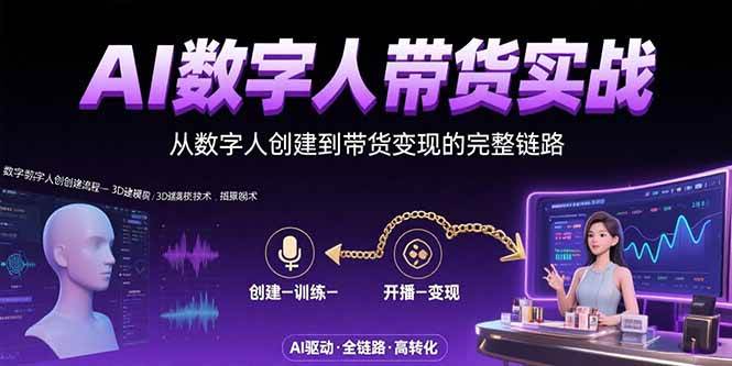 （15548期）AI数字人+带货实战：从数字人创建到带货变现的完整链路-客创社 - 专注互联网轻资产创业及网络项目资源整合与分享客创社-免费且强大的项目分享网站！