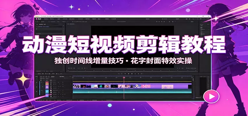 动漫短视频剪辑教程：独创时间线增量技巧，花字封面特效实操客创社区-专注互联网轻资产资源整合与分享客创社区-专注互联网轻资产资源整合与分享