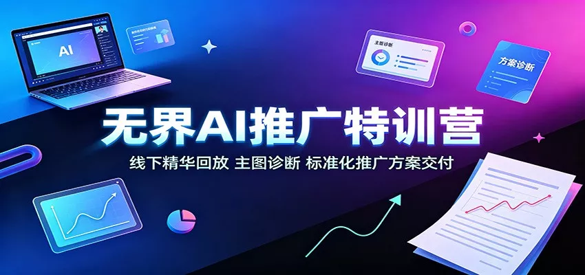 无界AI推广特训营：线下精华回放，主图诊断、标准化推广方案交付客创社区-专注互联网轻资产资源整合与分享客创社区-专注互联网轻资产资源整合与分享