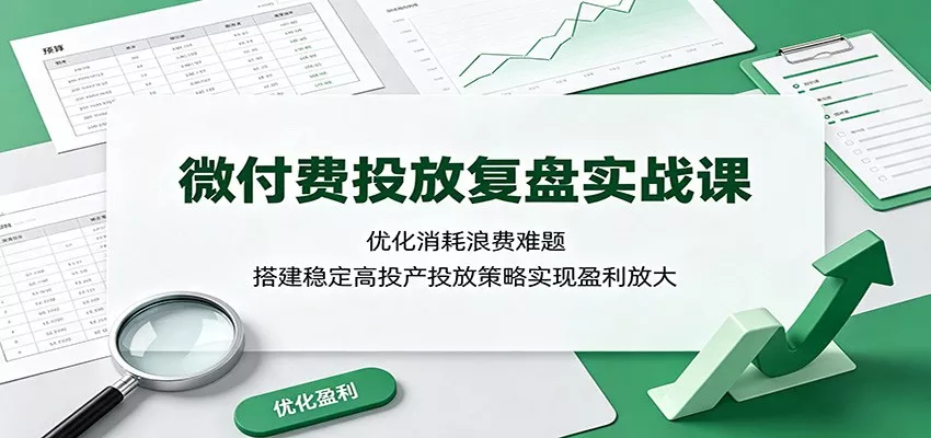 微付费投放复盘实战课：优化消耗浪费难题，搭建稳定高投产投放策略实现盈利放大客创社区-专注互联网轻资产资源整合与分享客创社区-专注互联网轻资产资源整合与分享