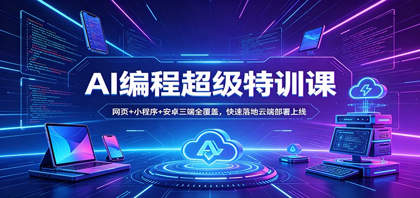 AI编程超级特训课：网页+小程序+安卓三端全覆盖，快速落地云端部署上线-九九网创