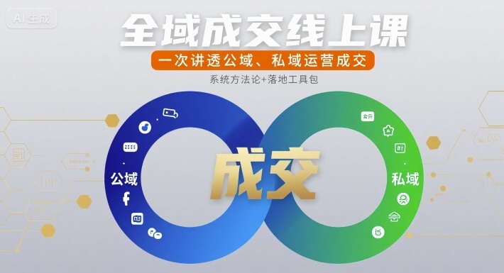 全域成交线上课，一次讲透公域、私域运营成交-客创社 - 专注互联网轻资产创业及网络项目资源整合与分享客创社-免费且强大的项目分享网站！