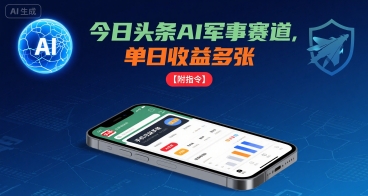 今日头条AI军事赛道，单日收益多张 ，手机可做【附指令】-客创社 - 专注互联网轻资产创业及网络项目资源整合与分享客创社-免费且强大的项目分享网站！