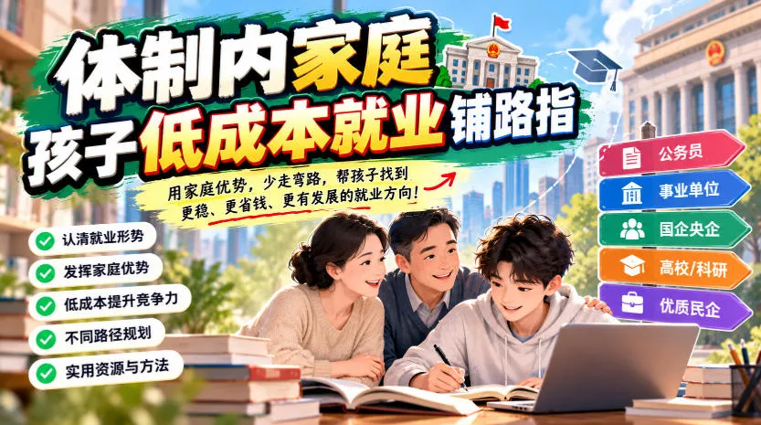 某公众号付费文章：体制内家庭，孩子低成本就业铺路指客创社区-专注互联网轻资产资源整合与分享客创社区-专注互联网轻资产资源整合与分享