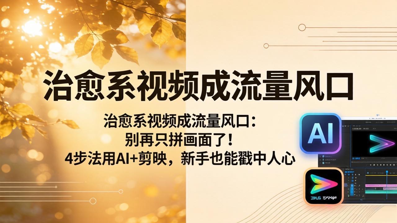 治愈系视频成流量风口：别再只拼画面了！4步法用AI+剪映，新手也能戳中人心客创社区-专注互联网轻资产资源整合与分享客创社区-专注互联网轻资产资源整合与分享