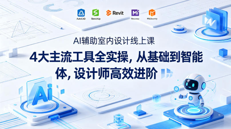 AI辅助室内设计线上课｜4大主流工具全实操，从基础到智能体，设计师高效进阶-鱼见海资源网-免费PHP网站源码模板,插件软件网创AI智能体资源分享平台！